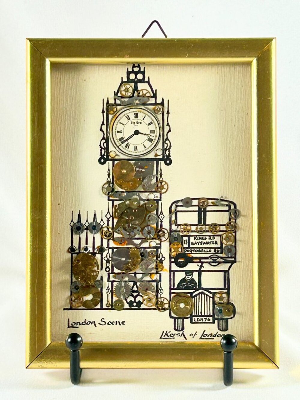 Clock Parts Horological Collage Artwork 1976 Signed By London Artist L. Kersh
